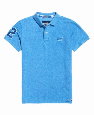 Superdry Classic Pique Férfi Póló Kék | RUHAW7612